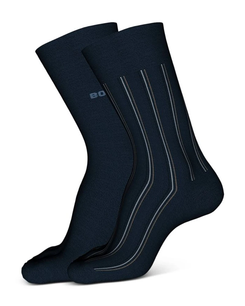 Pinstripe Logo Crew Socks, Pack of 2