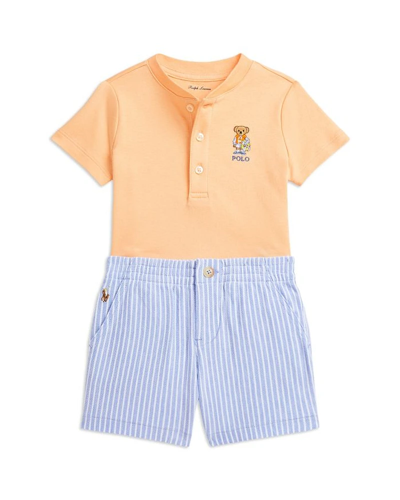Boys' Polo Bear Henley Shirt & Mesh Short Set - Baby