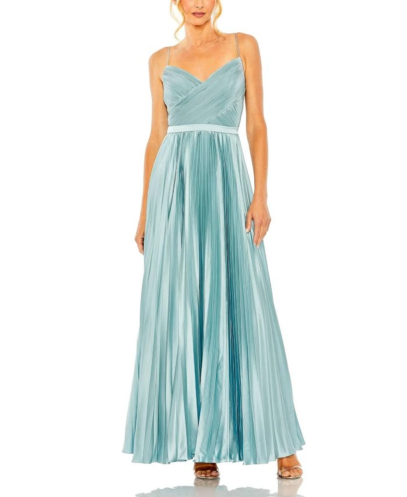 Slim Strap Surplice Top Pleated Dress