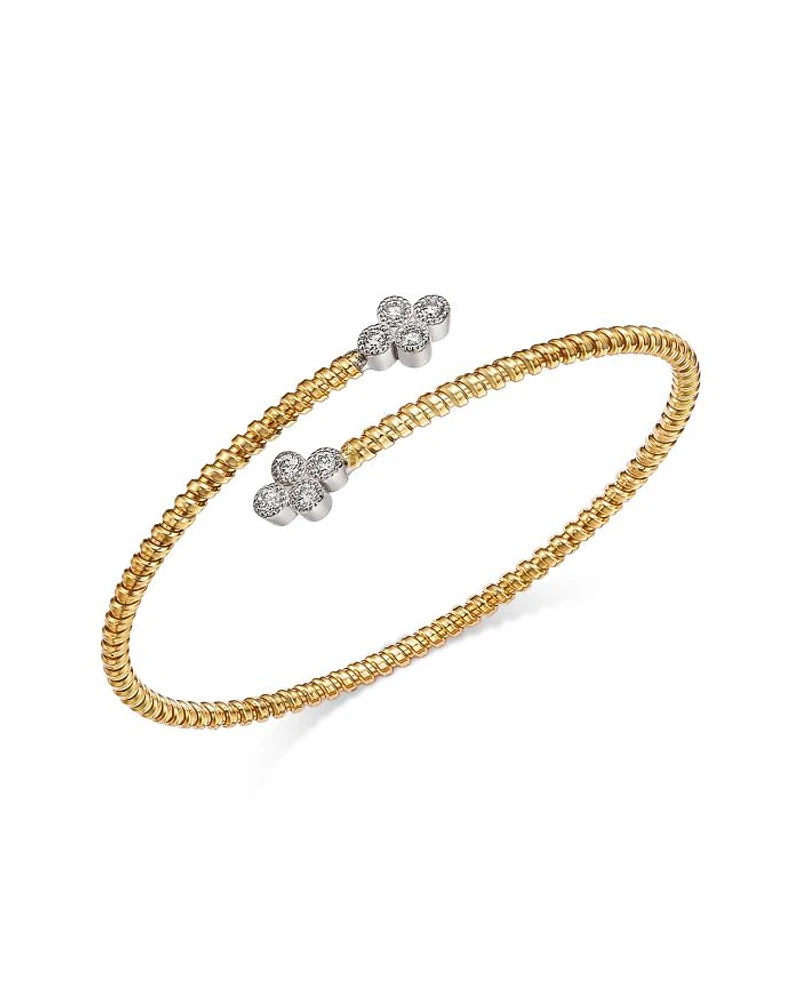 Diamond Flexible Bypass Bracelet in 14K Yellow Gold, 0.4 tcw