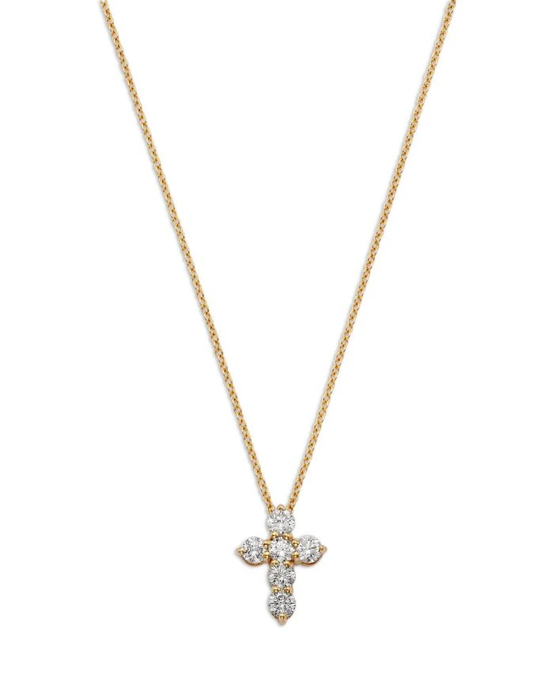 Diamond Cross Pendant Necklace in 14K Yellow Gold
