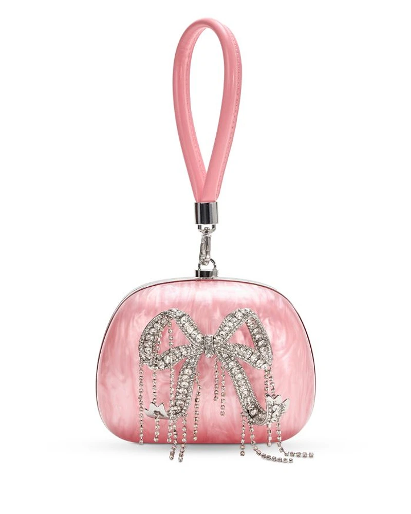 Pink Pearlescent Top Handle Clutch