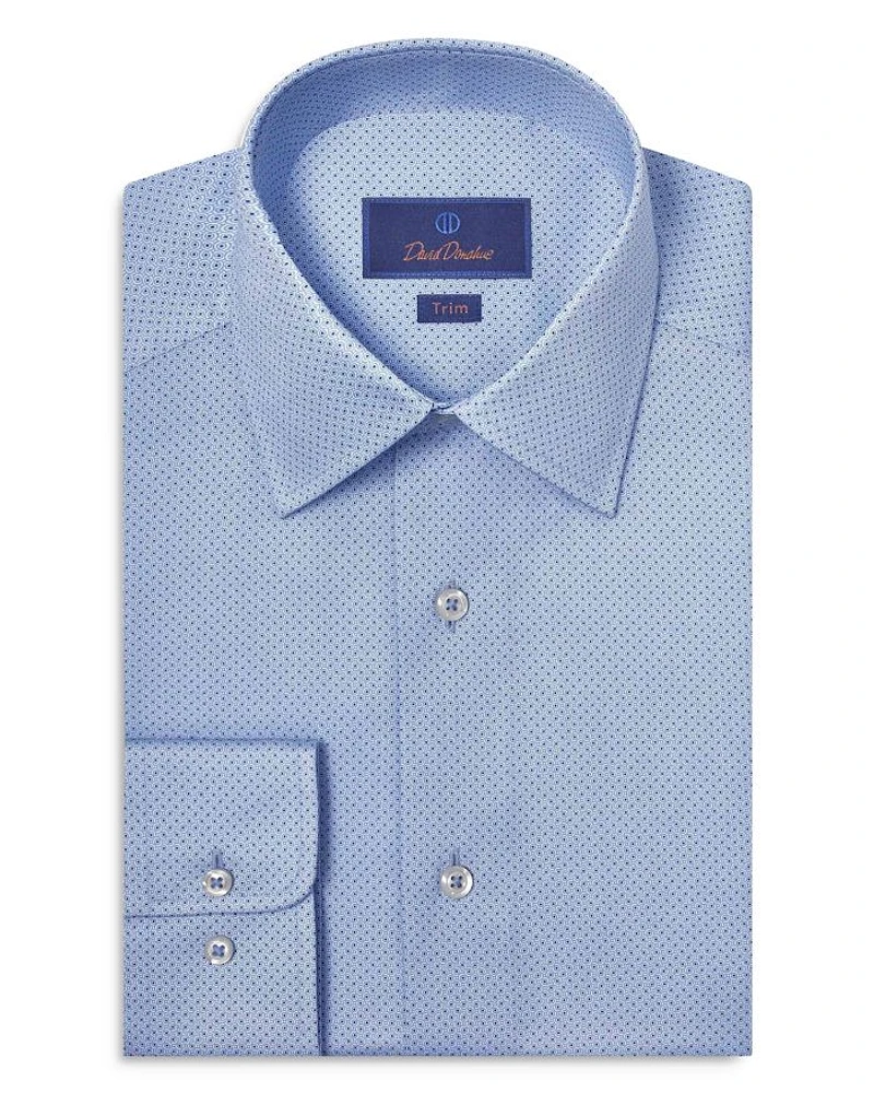 Trim Fit Twill Geometric Dot Print Dress Shirt