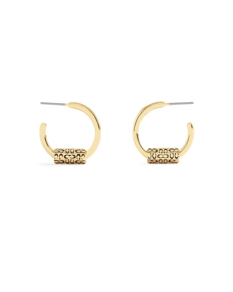 Signature Quilted Tube Huggie Hoop Earrings