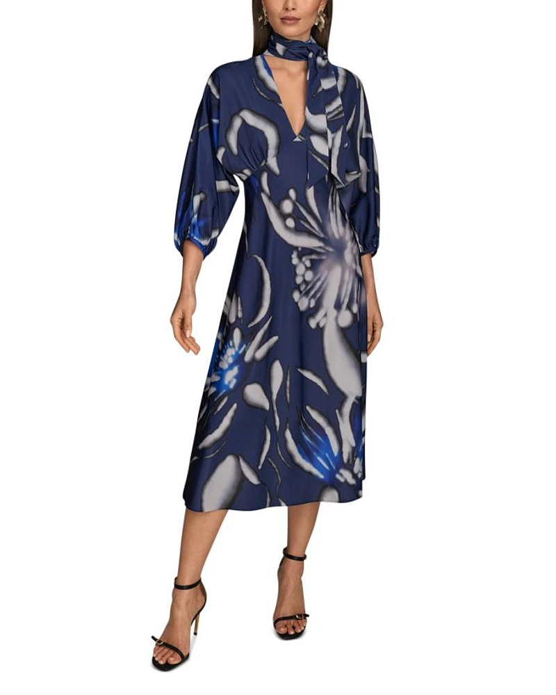 Satin Tie Neck Dress