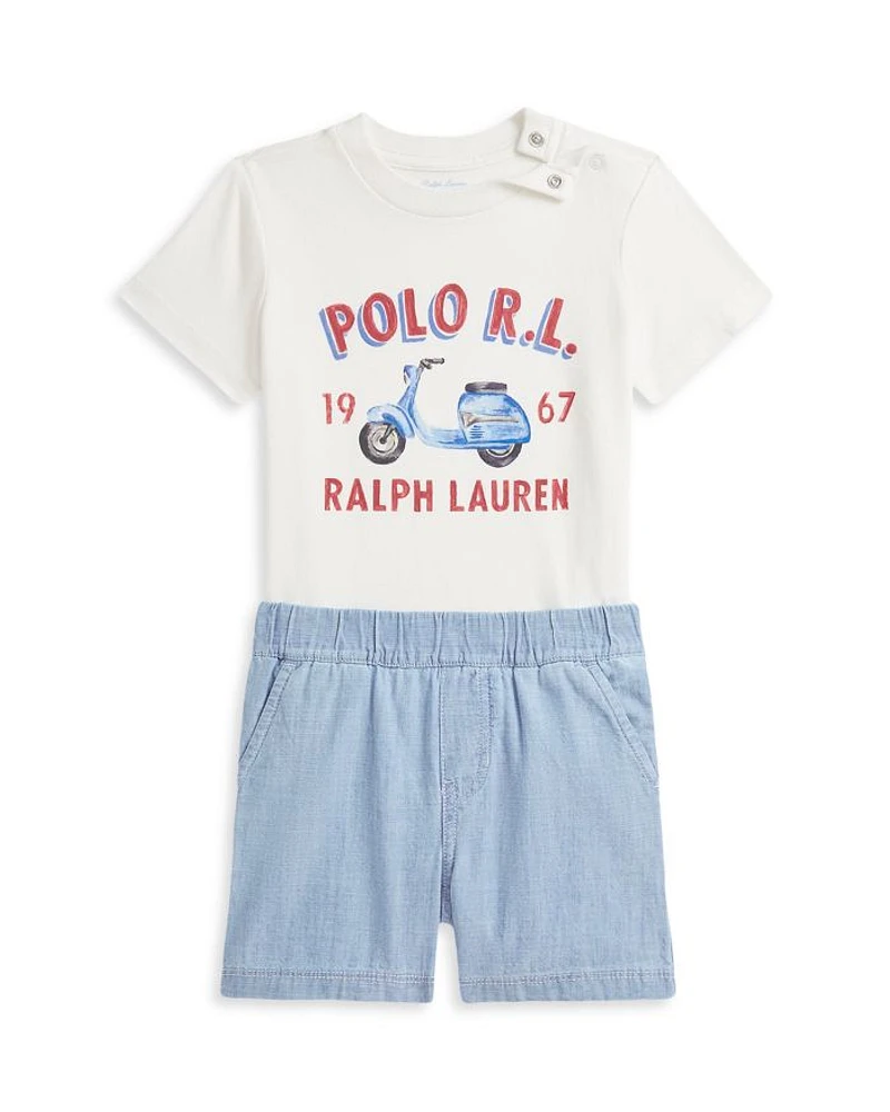 Boys' Logo Cotton Tee & Chambray Short Set - Baby