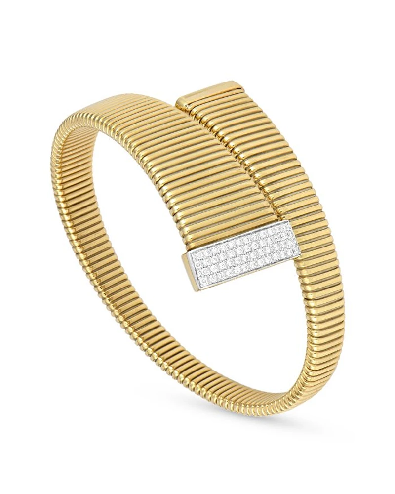 18K Yellow Gold Via Mercanti Tubogas Diamond Accent Bracelet