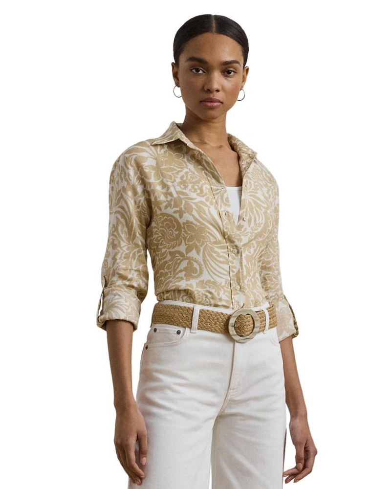 Relaxed Fit Floral Linen Shirt