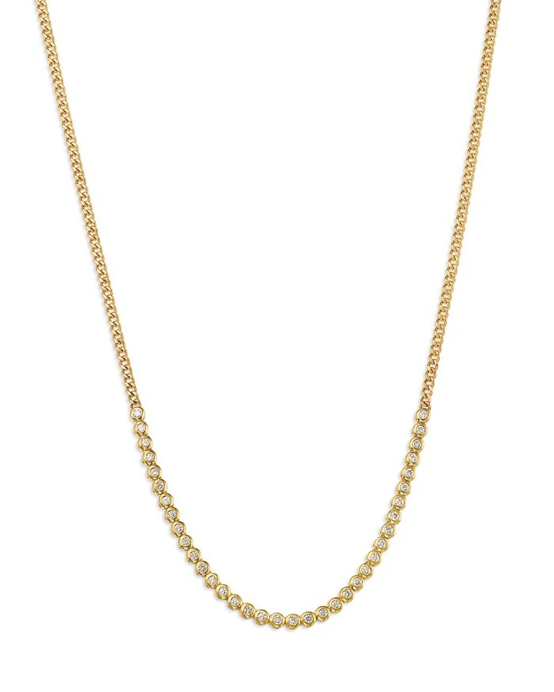 14K Yellow Gold Tennis Collection Diamond Collar Necklace, 14-16"