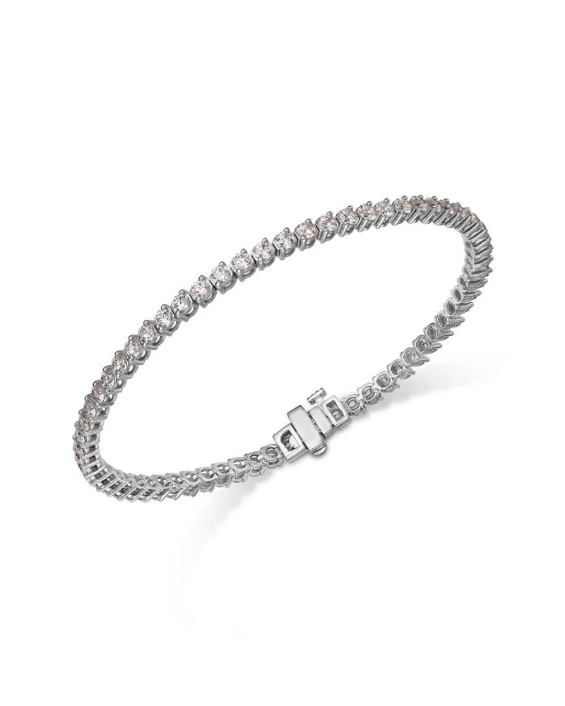 Certified Tennis Bracelet in 14K White Gold, 4.0 tcw