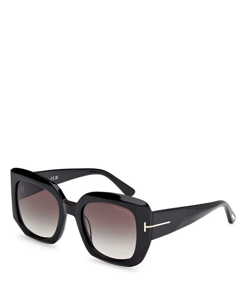 Carla Square Black Sunglasses, 52mm