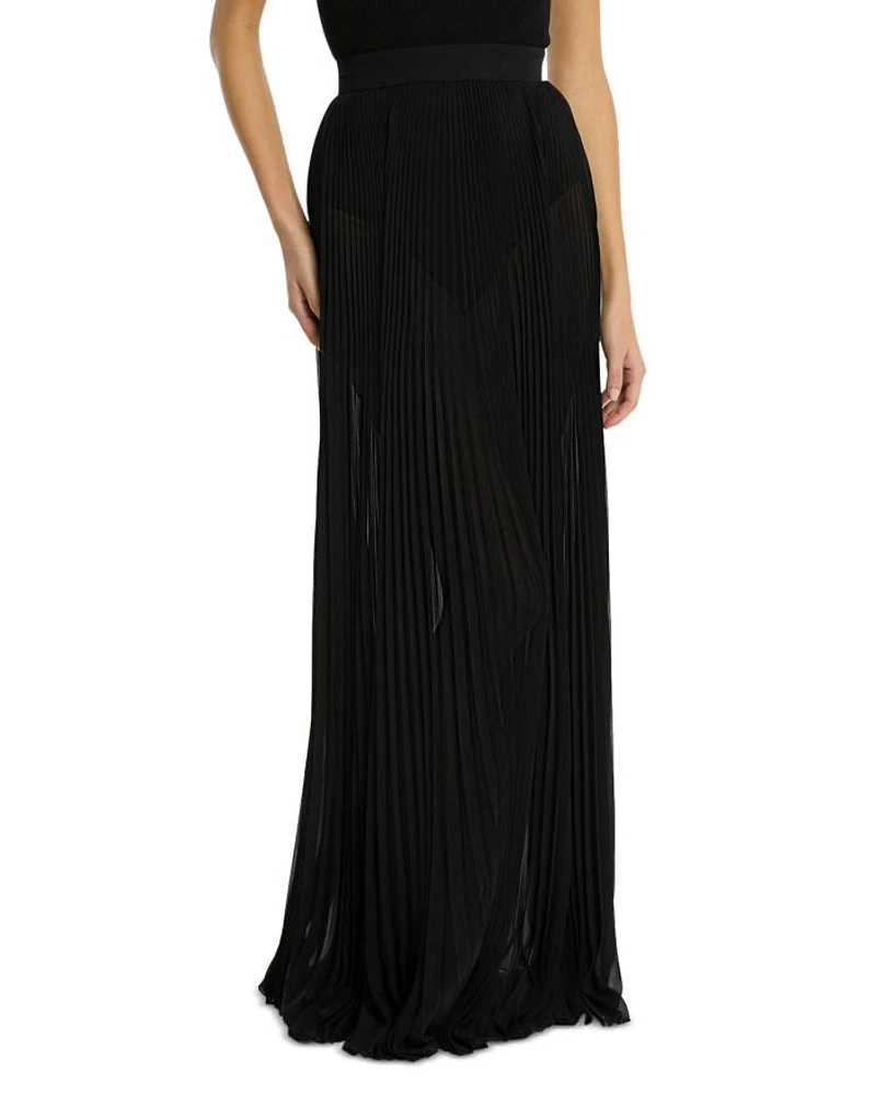 Pleated Chiffon Maxi Skirt