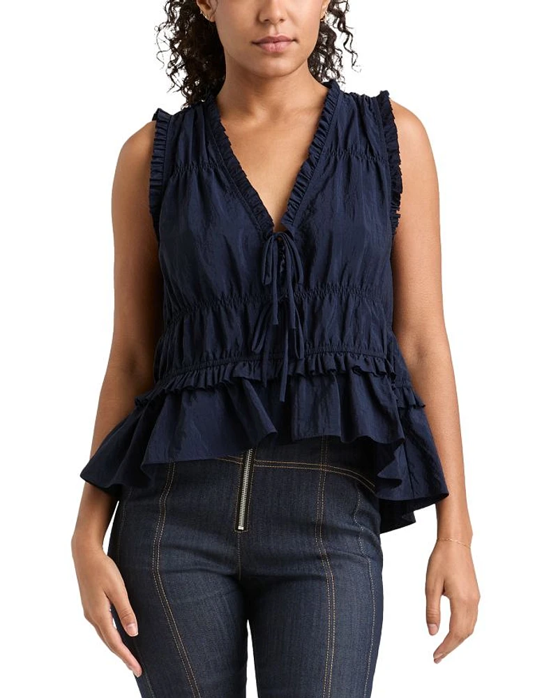 Taylum V Neck Ruffle Peplum Top