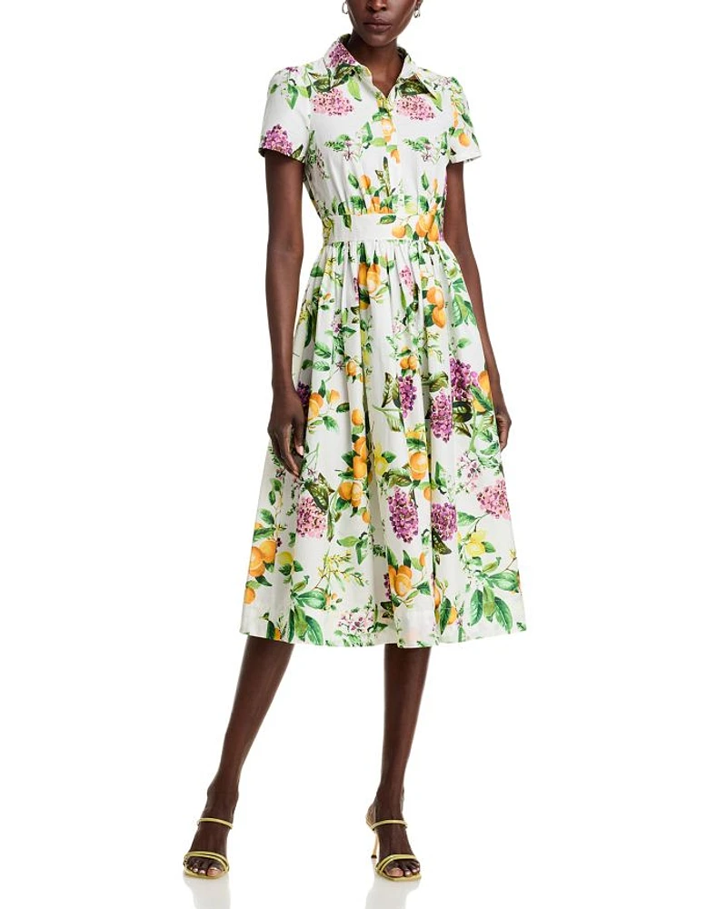 Lemon Print Fit & Flare Poplin Shirt Dress - Exclusive