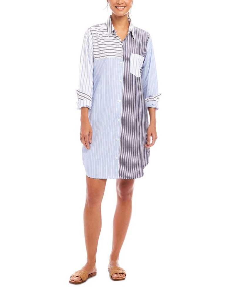 Mixed Stripe Shirtdress