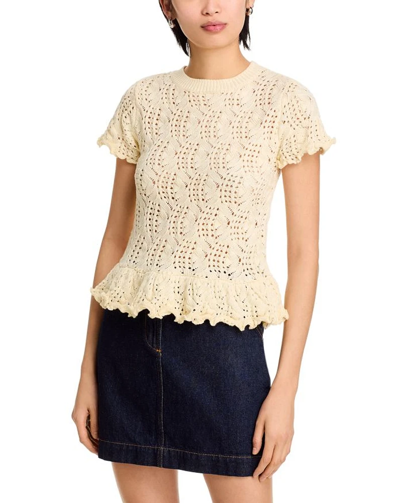 Pointelle Peplum Top - Exclusive