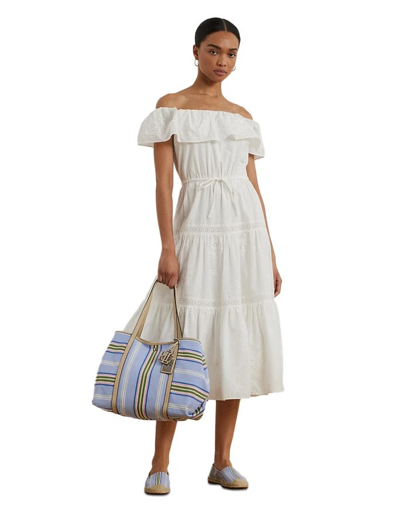 Cotton Off The Shoulder Tiered Dress