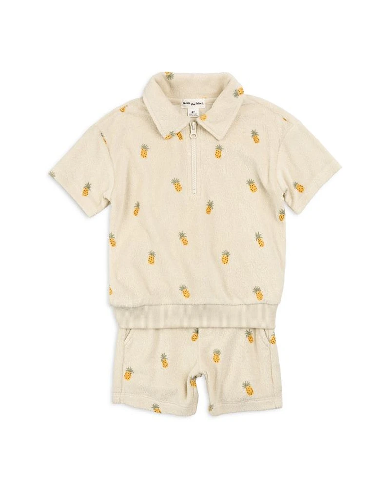 Boys' Pineapple Print Terry Short Sleeve Top & Shorts Set - Baby