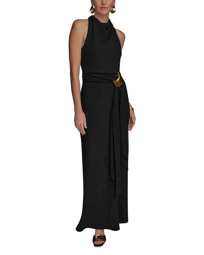 Cowlneck Sash Belt Gown