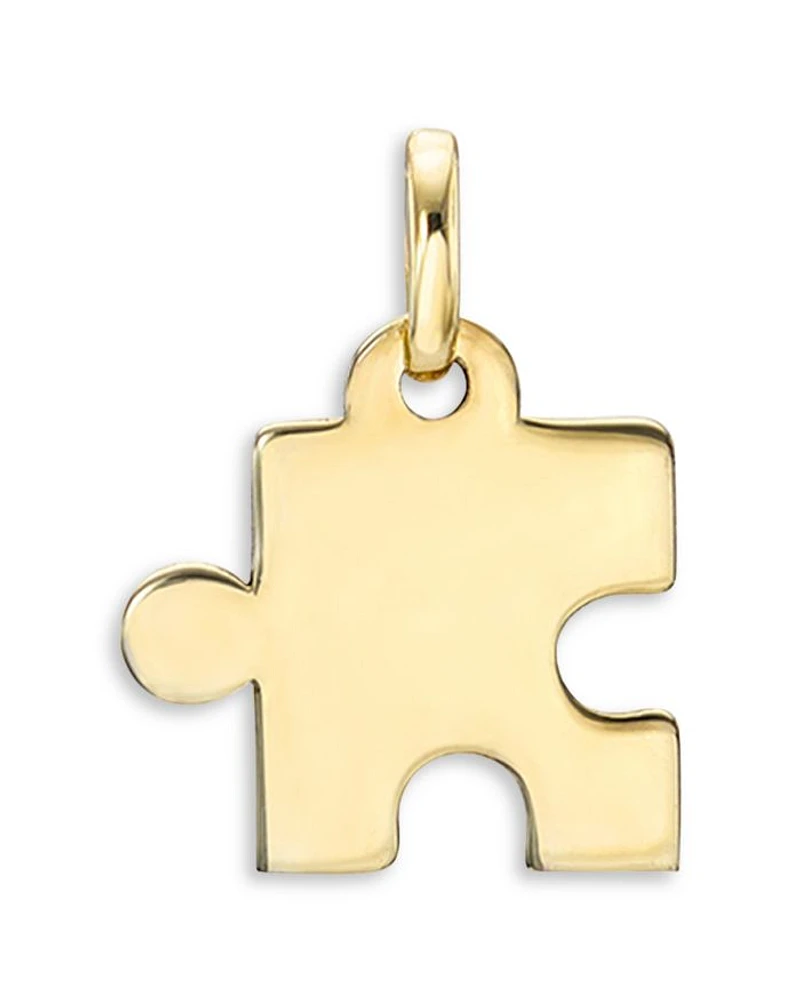 14K Yellow Gold Puzzle Piece Charm Pendant