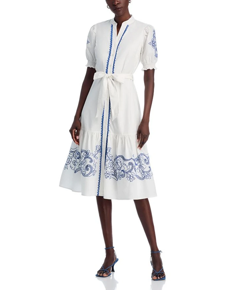 Belted Embroidered Dress