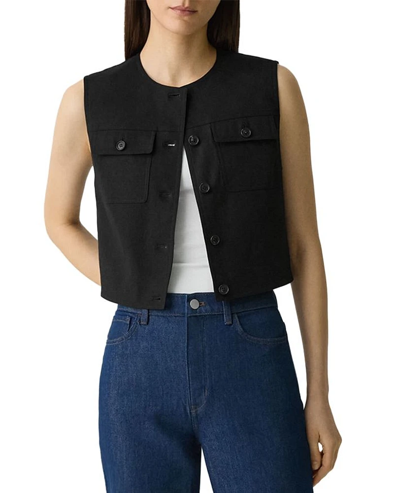 Fitted Sleeveless Linen Vest