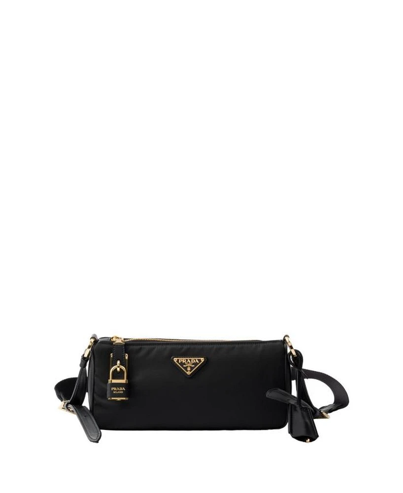 Re-Nylon and Leather Shoulder Bag