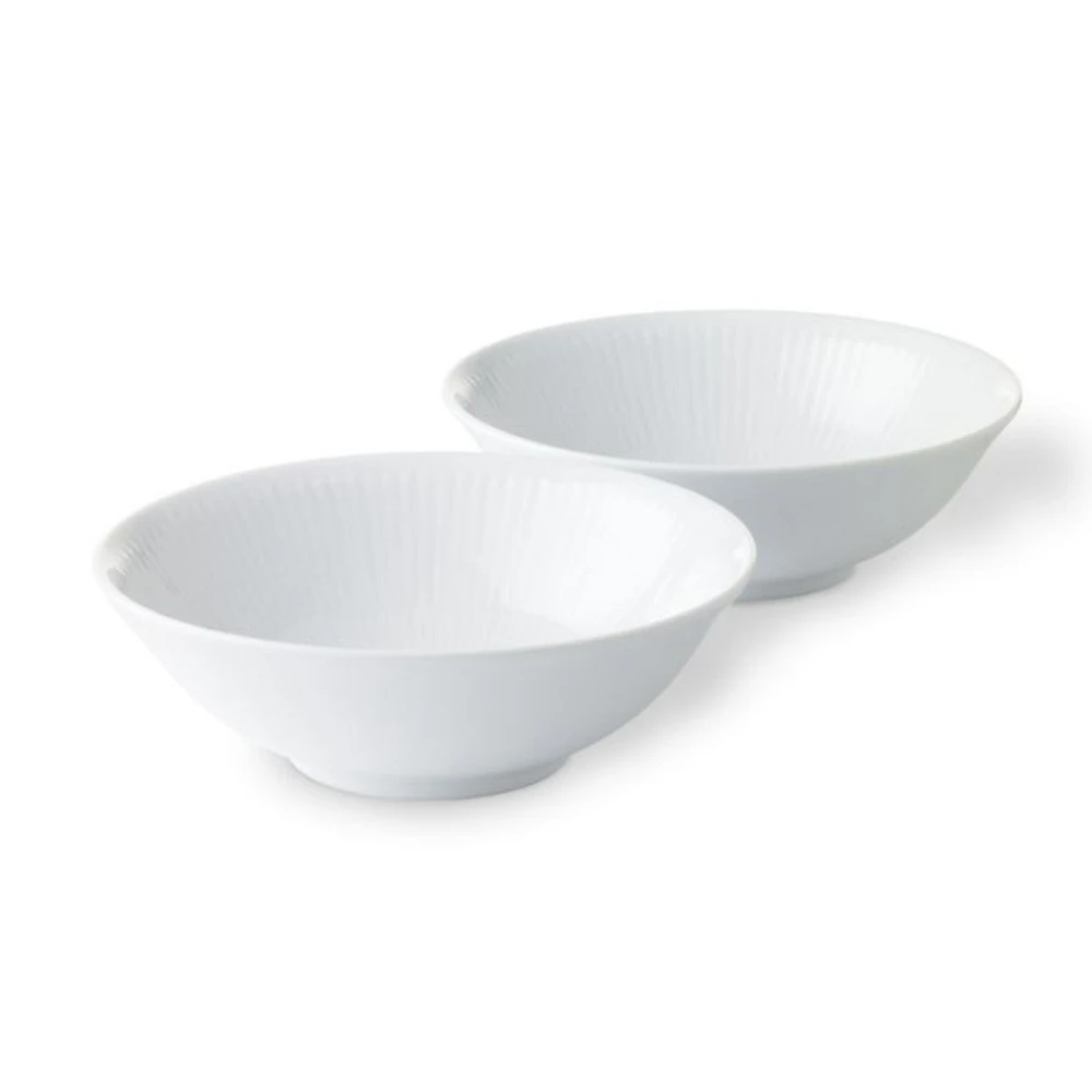 White Fluted Plain Cereal Bowl, Set of 2