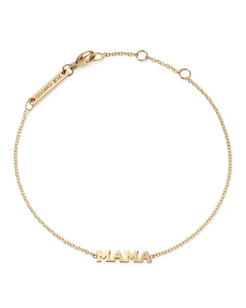 14K Yellow Gold Tiny Capital Letter Mama Bracelet