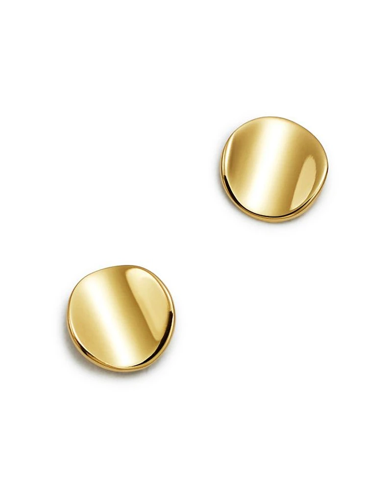 Curved Circle Stud Earrings in 14K Yellow Gold - Exclusive