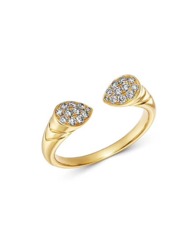 Pavé Diamond Open Ring in 14K Yellow Gold, 0.25 tcw