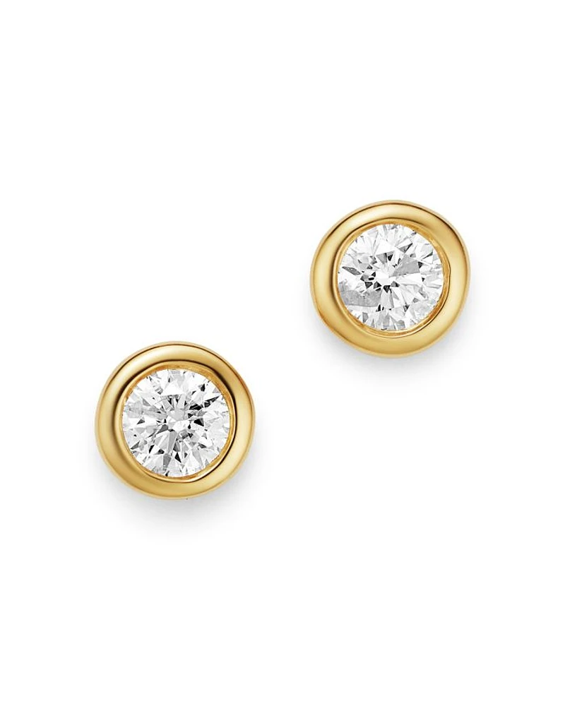 Diamond Bezel Stud Earrings 14K Yellow Gold, 0.20-1.0 tcw