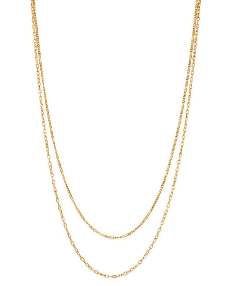 14K Yellow Gold Double Chain Necklace, 20"