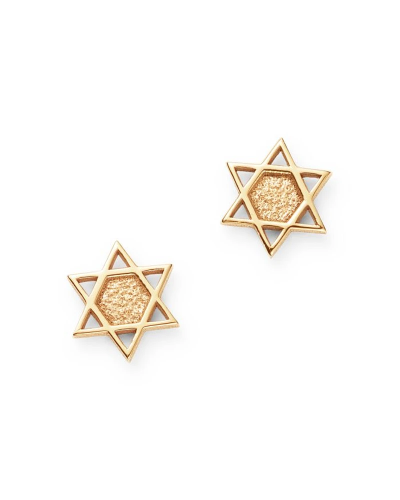 Itty Bitty 14K Yellow Gold Star Of David Stud Earrings