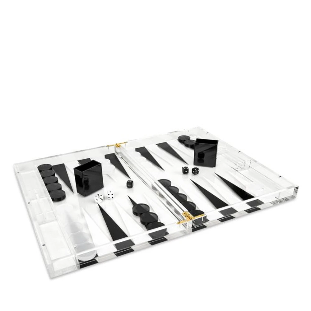 Lucite B & W Backgammon Set