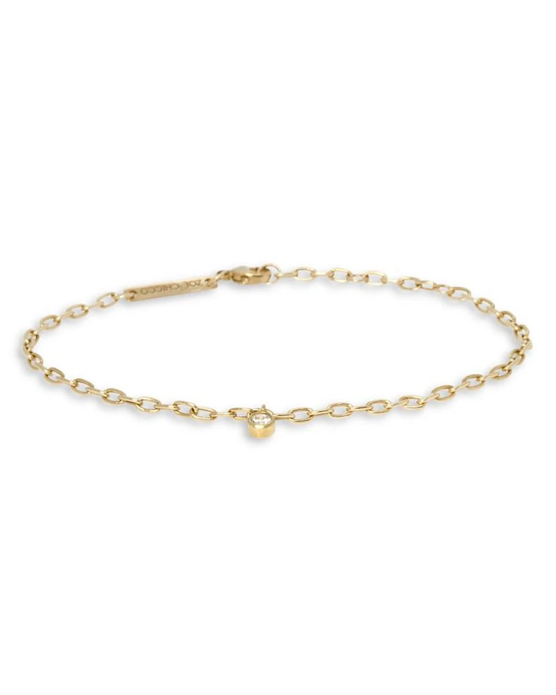 14K Yellow Gold Diamond Dangle Oval Link Bracelet
