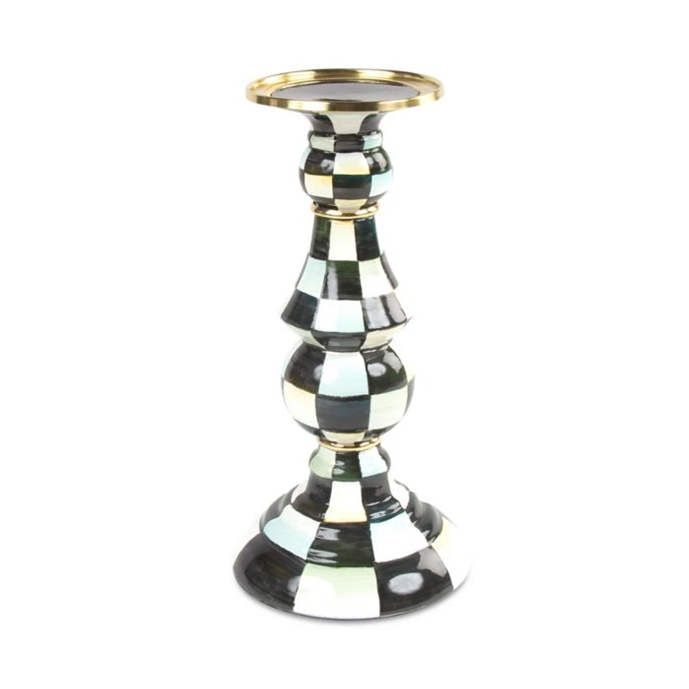 Courtly Check® Enamel Pillar Candlestick, Medium