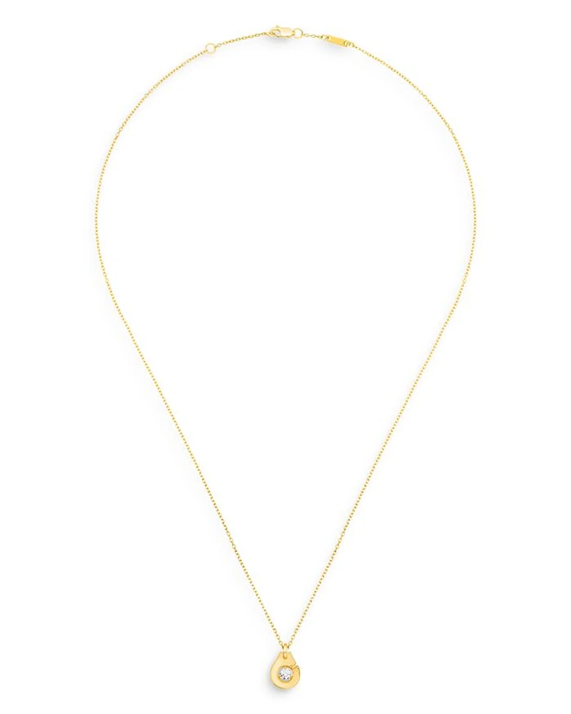 18K Yellow Gold Menottes Pendant Necklace with Diamonds, 16.5"
