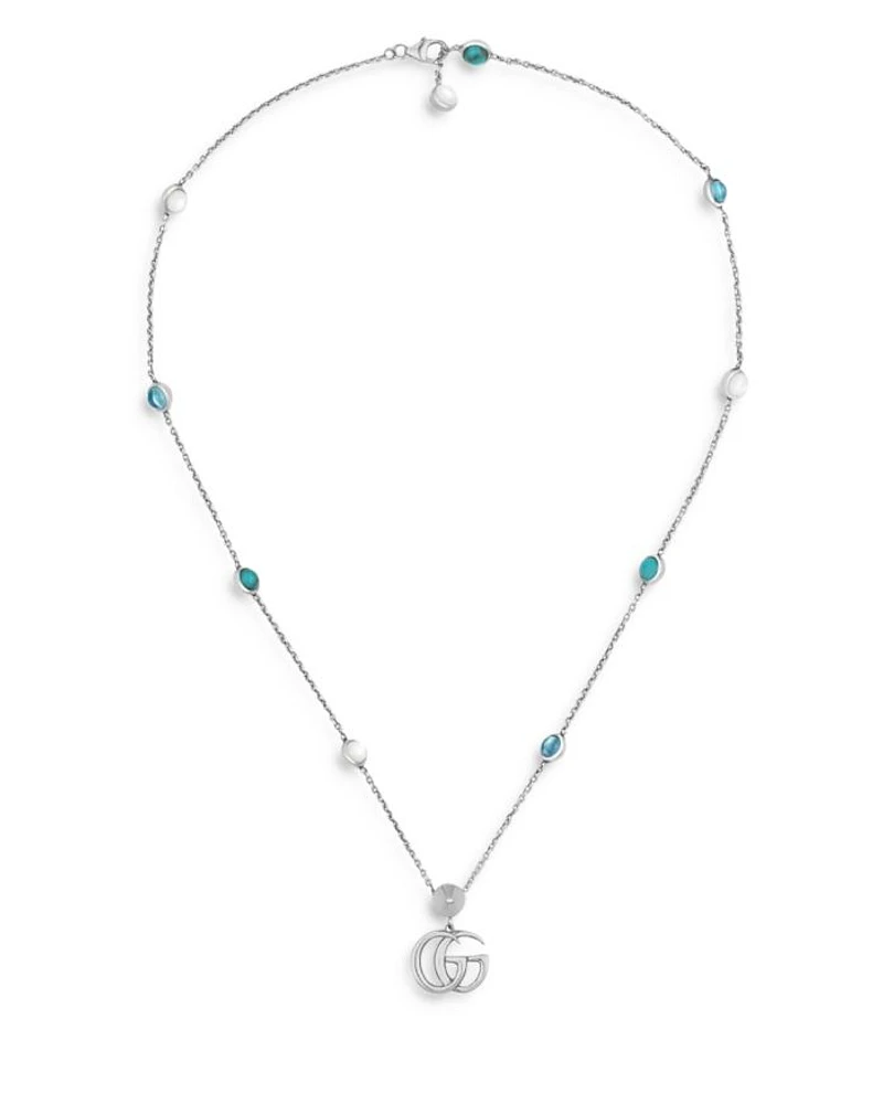Sterling Silver Marmont Multi-Stone Double G Pendant Necklace, 15.5-16.6"