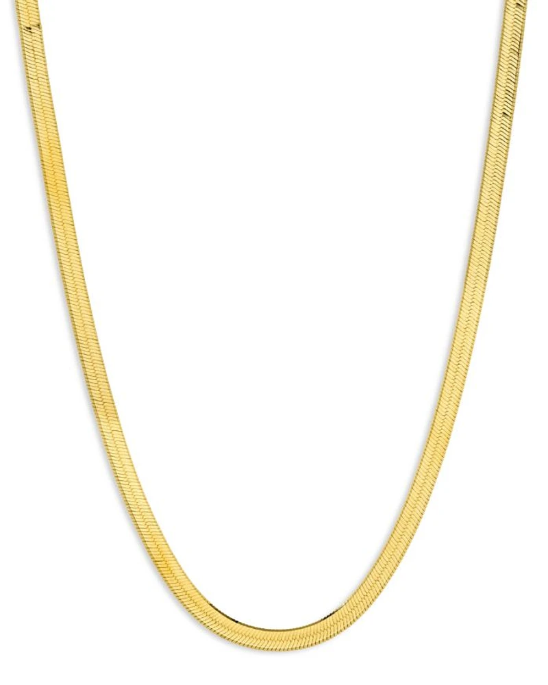14K Yellow Gold Herringbone Chain Necklace, 18"