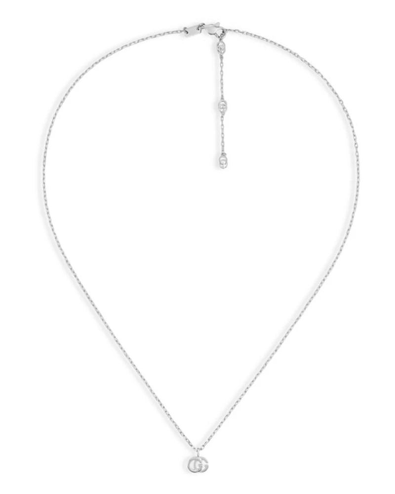 18K White Gold Running G Diamond Necklace, 16.5"