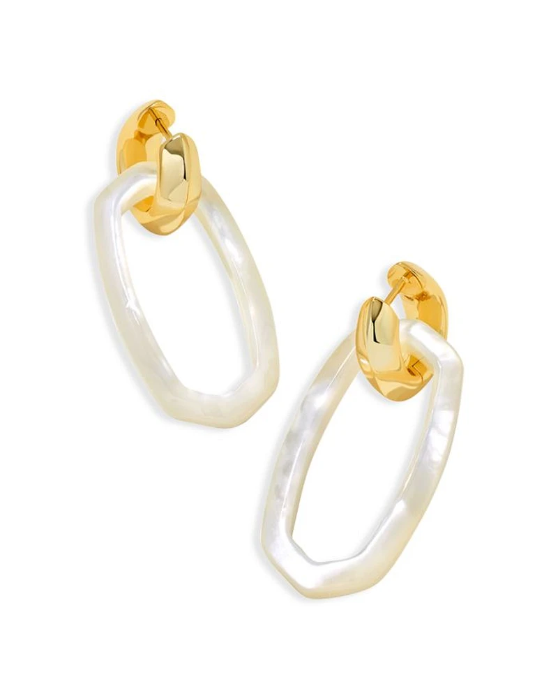 Danielle Mother Of Pearl Link Charm Huggie Hoop Earrings