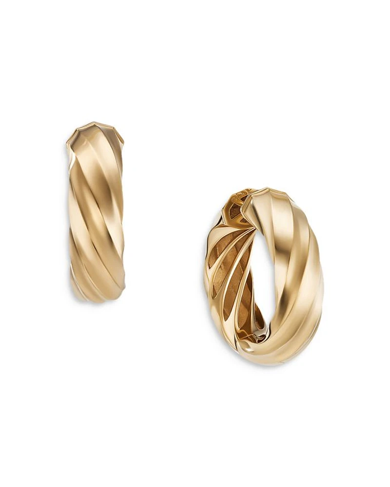 Cable Edge® Hoop Earrings in 18K Yellow Gold, 28.9mm
