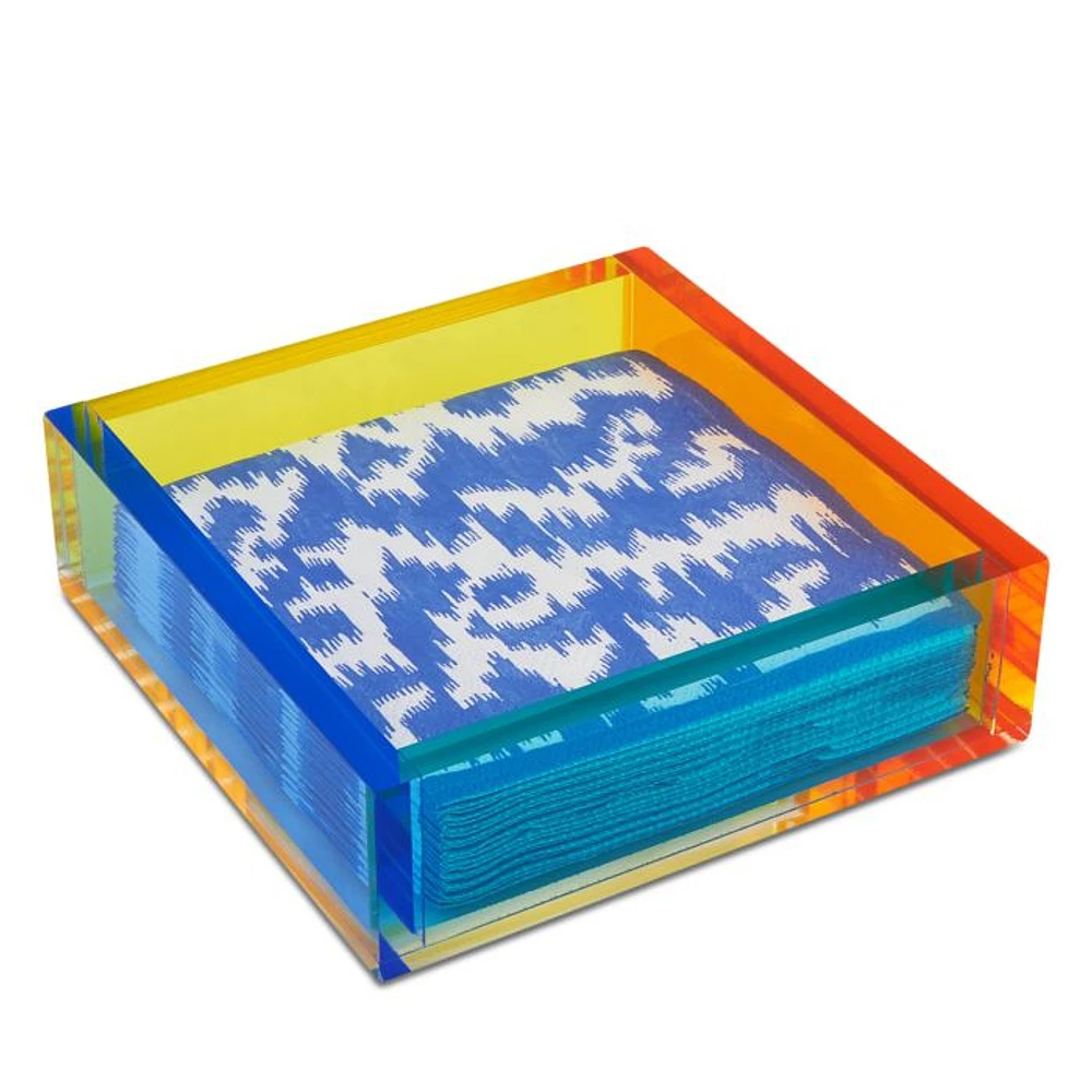 Lucite Multicolor Cocktail Napkin Tray