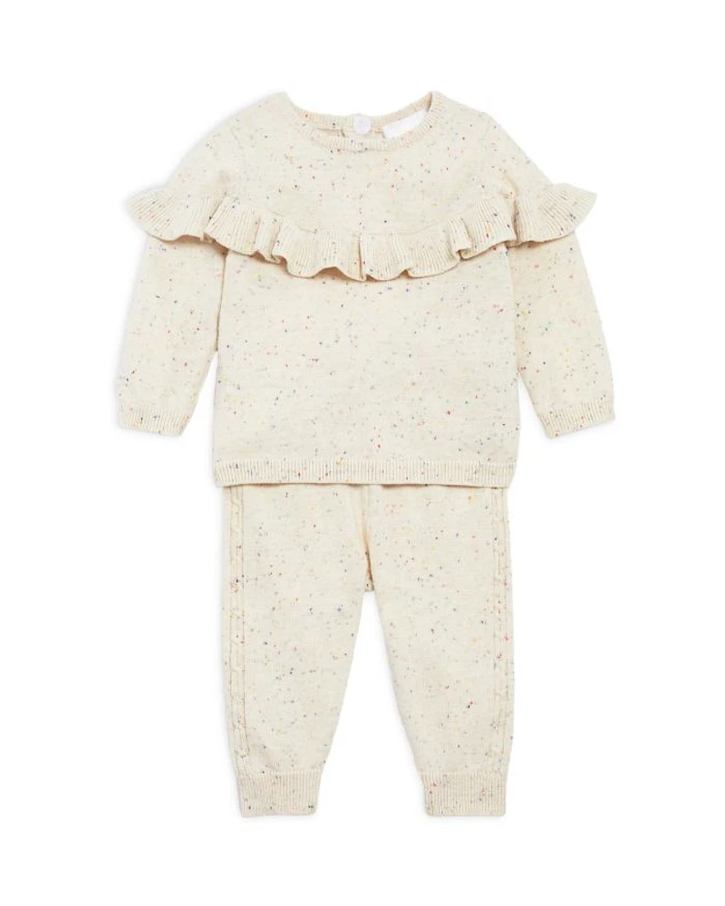 Girls' Ruffle Trim Confetti Sweater Set - Baby