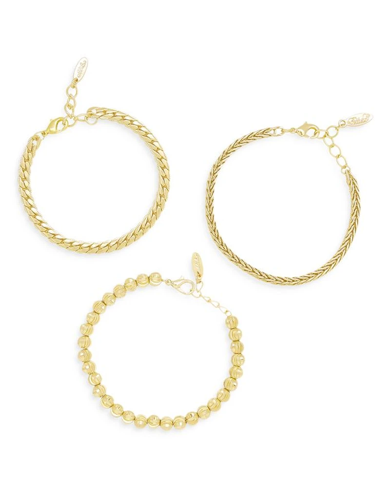 Classical Bracelets in 18K Gold Plate, Set of 3