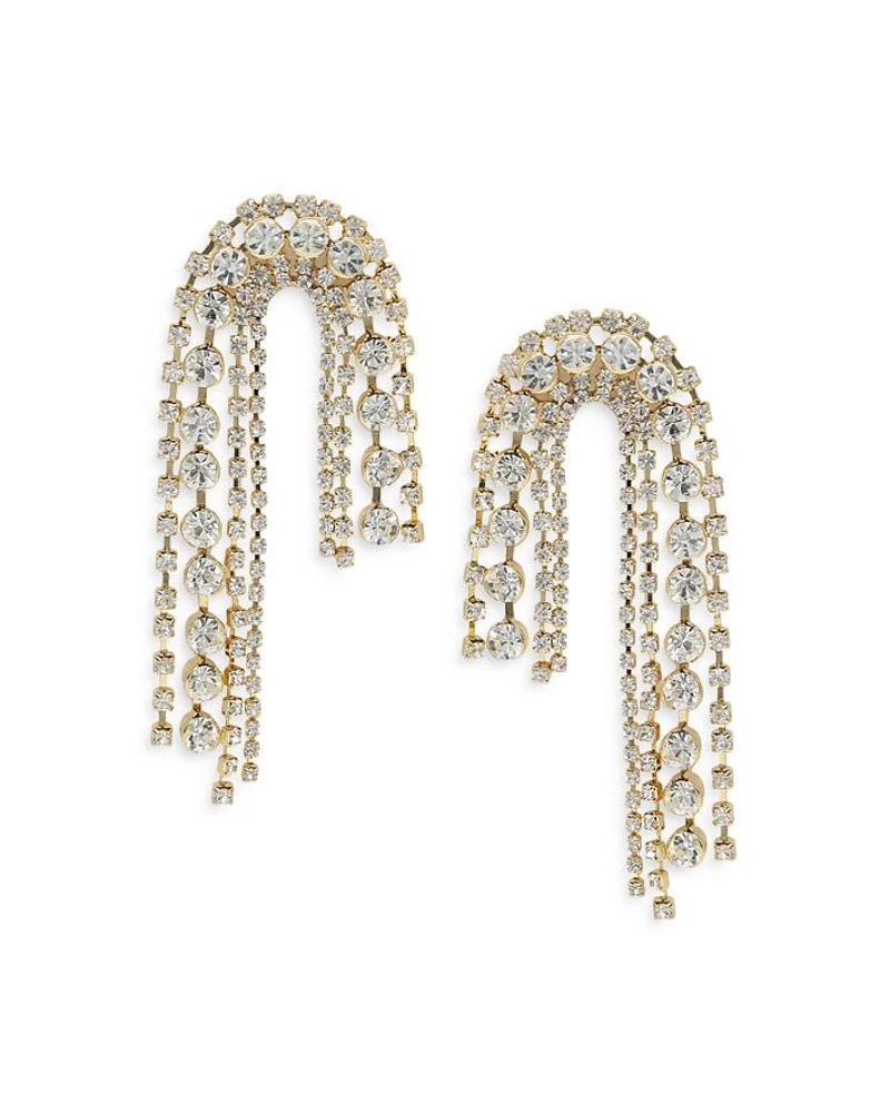 Embellished Arch Statement Earrings in 18K Gold Plate