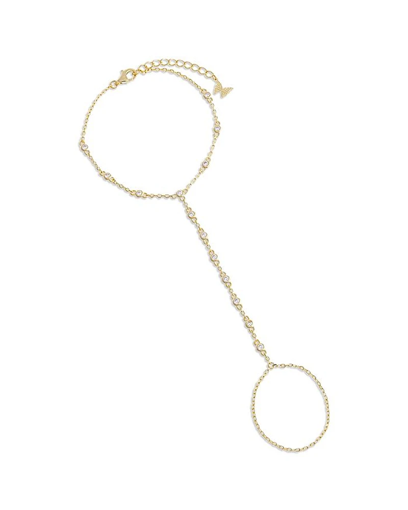Station Hand Chain Bracelet in 14K Gold Plated Sterling Silver