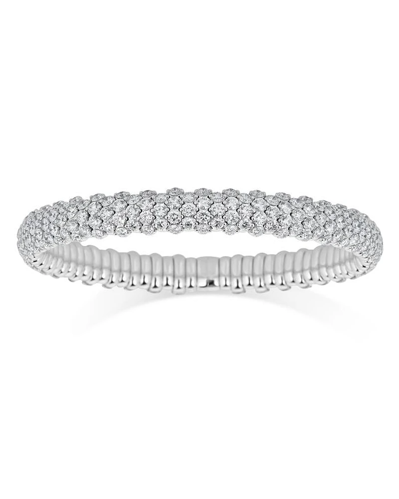 18K White Gold Diamond Domed Stretch Bracelet