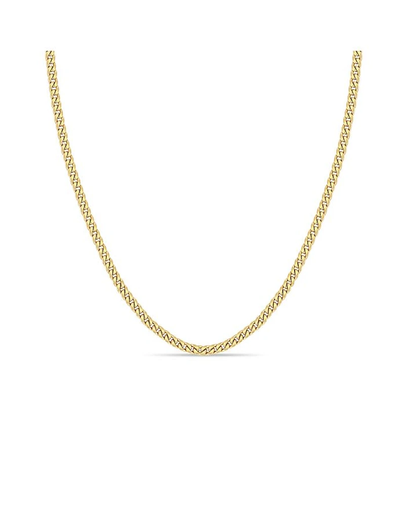 14K Yellow Gold Simple Gold Curb Link Chain Necklace, 16"